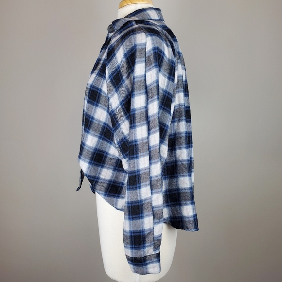 BDG Open Tie Front Plaid Flannel - Picture 3 of 6